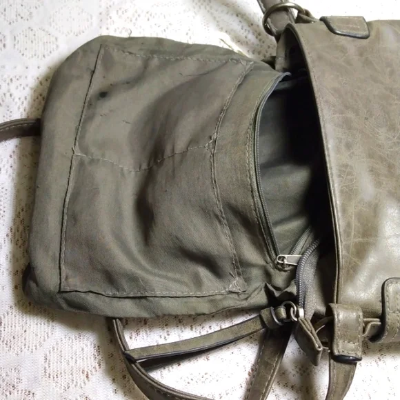 2 FOR $15. BUNDLE Bag Greyish, greenish black with silver studs & zippers - Picture 3 of 6